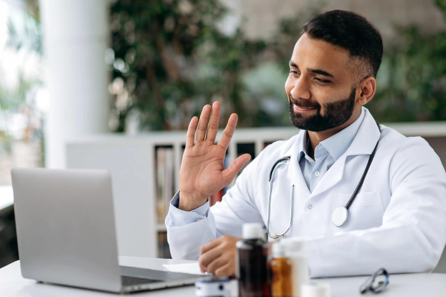 A doctor providingadvice or consultation.