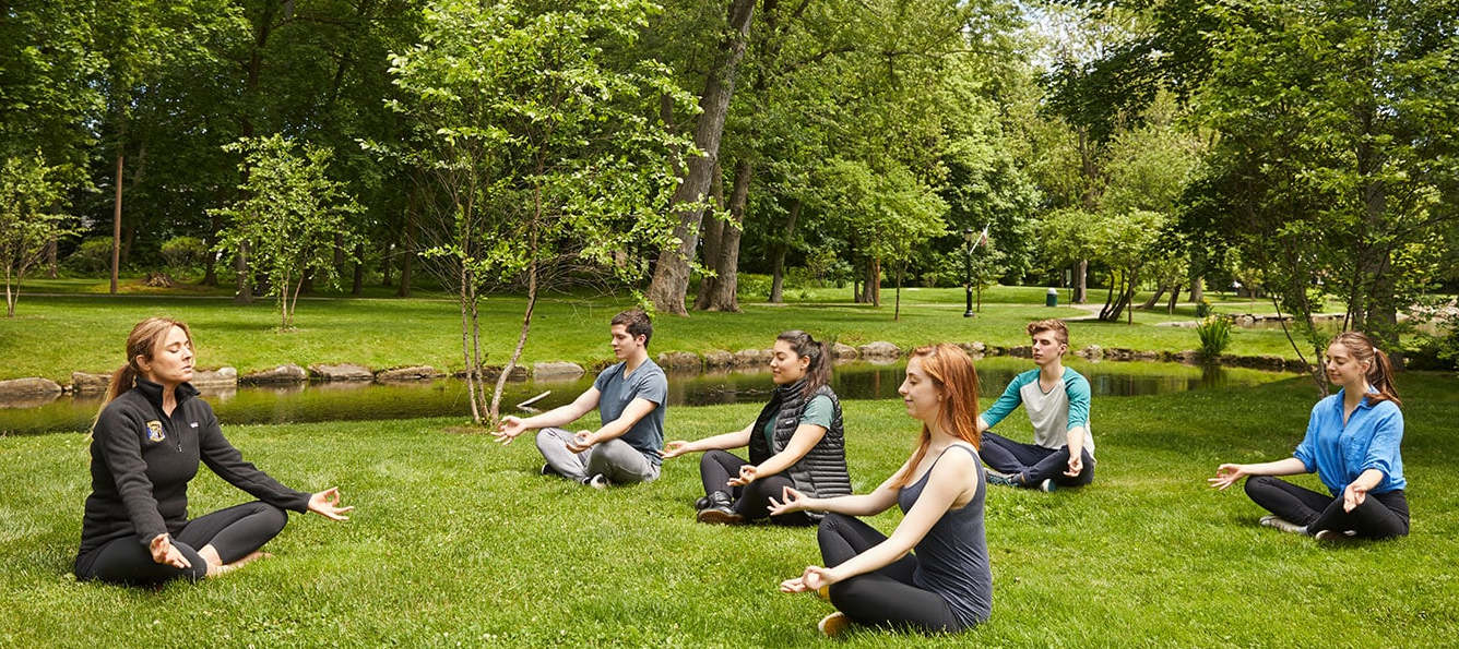 Mindfulness and relaxation techniques Illustration of someone practicing meditation or deep breathing.